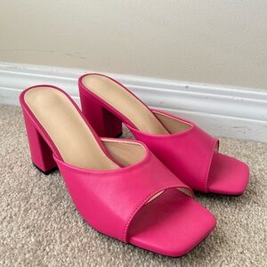 Pink Women's Block Heel Mules